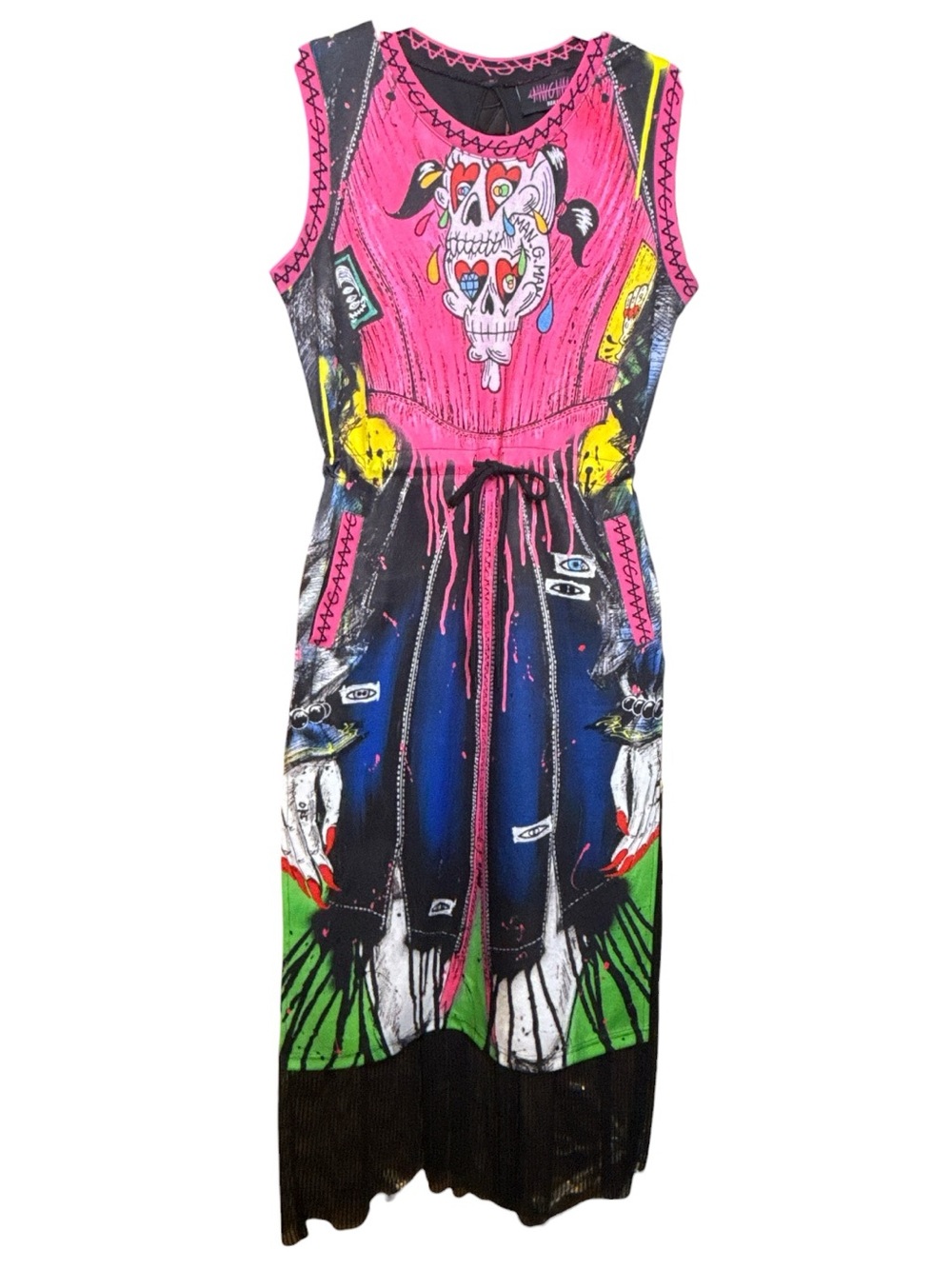 Korean Graphiste Man. G Punk Skull Dress Heart Eyes Pop-Art RARE Women’s OSFM